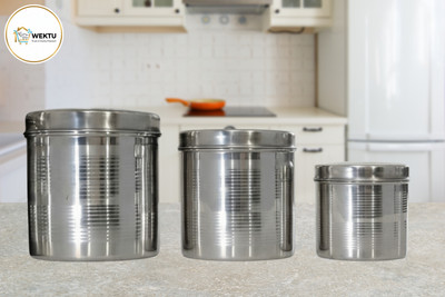 WEKTU Stainless Steel Grocery Container  - 1000 ml(Pack of 3, Silver)