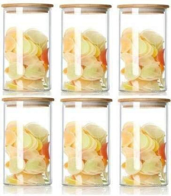 TINSUHG Glass Grocery Container  - 1000 ml(Pack of 6, Clear)
