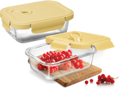 TREO Glass Utility Container  - 380 ml(Pack of 2, Yellow)