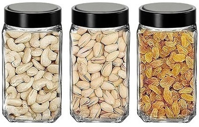 Antique Buyer Glass Grocery Container  - 1000 ml(Pack of 3, Clear)