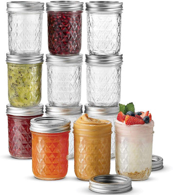 AshandRoh Glass Grocery Container  - 320 ml(Pack of 8, Clear)