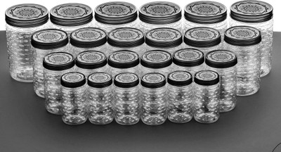 Jstar Plastic Grocery Container  - 250 ml, 350 ml, 650 ml, 1200 ml(Pack of 24, Black)