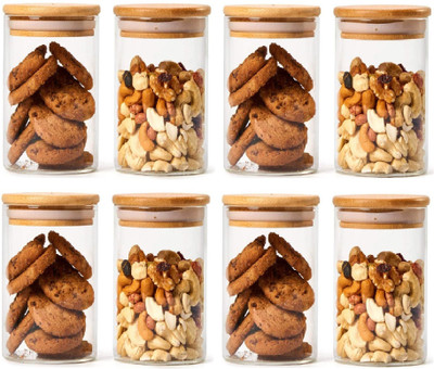 NAVPATH Glass Grocery Container  - 320 ml(Pack of 8, Clear)