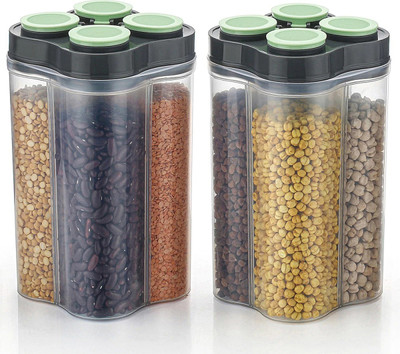 Sentricus Plastic Grocery Container  - 2400 ml(Pack of 2, Green)