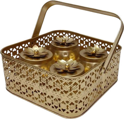 Adaa Impex Brass Grocery Container  - 10 g(Pack of 5, Gold)