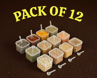 AMBIOUS Plastic Grocery Container  - 500 ml(Pack of 12, Clear)