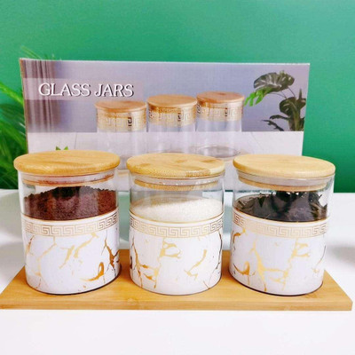 UMAI Glass Grocery Container  - 850 ml(Pack of 3, Clear)