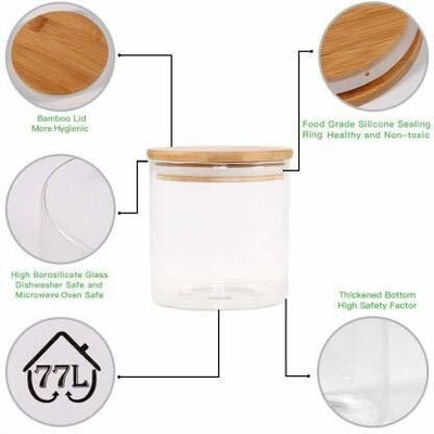 b7 Creations Glass Grocery Container  - 700 ml(Pack of 2, Clear)
