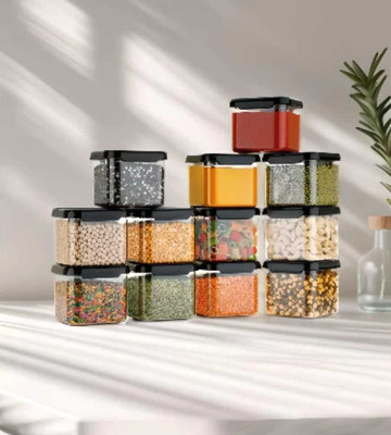 SKYHEART Plastic Grocery Container  - 500 ml(Pack of 12, Black)