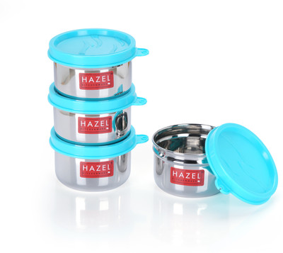 HAZEL Steel Utility Container  - 150 ml(Pack of 4, Silver)