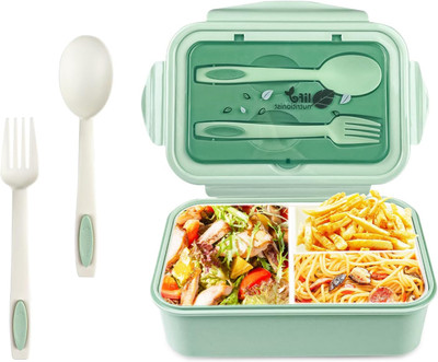 RBGIIT Plastic Kids School 3 Compartment Lunch Box With Spoon & Fork B-15 3 Containers Lunch Box(1000 ml)