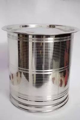 Sonanshi Stainless Steel Atta Tanki/Container/Box/Drum/Pawali with Lid  - 30 L Steel Grocery Container