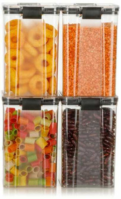 KRESTA Plastic Grocery Container  - 1200 ml(Pack of 4, Black)