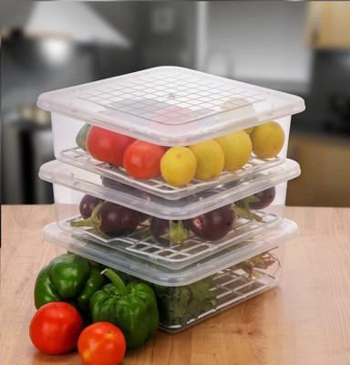 FIMTOWN Plastic Fridge Container  - 2500 ml(Pack of 3, White)