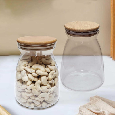 Pure Source India Glass Cookie Jar  - 1000 ml(Pack of 4, Clear)