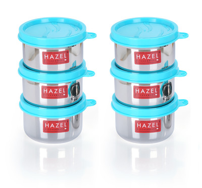 HAZEL Steel Utility Container  - 150 ml(Pack of 6, Silver)