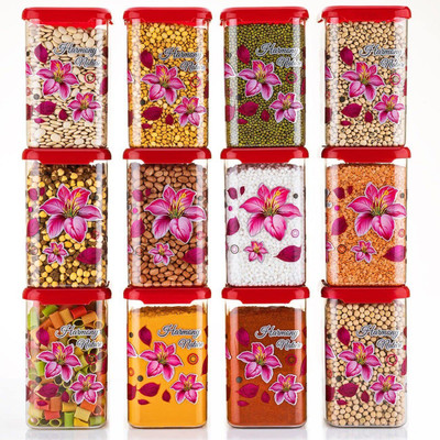 SEQUENCE Plastic Grocery Container  - 1100 ml(Pack of 12, Pink)