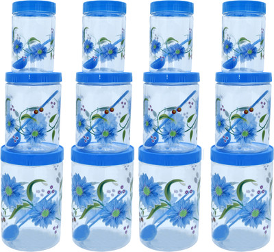 Antic Plastic Grocery Container  - 600 ml, 1100 ml, 2000 ml(Pack of 12, Blue)