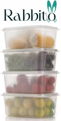 STARDOT Plastic Fridge Container  - 1800 ml(Pack of 4, Clear)