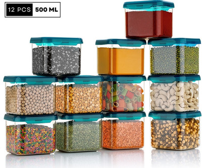 Many More Plastic Grocery Container  - 500 ml(Pack of 12, Blue)