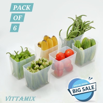 Vittamix Plastic Utility Container  - 1000 ml(Pack of 6, Clear)