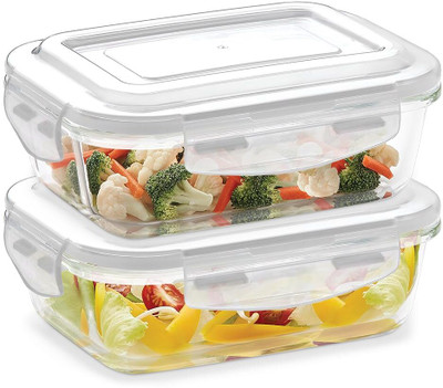 BOROSIL Glass Grocery Container  - 1280 ml(Pack of 2, Clear)