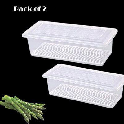 KHISKOLI Plastic Fridge Container  - 1500 ml(Pack of 2, Clear)