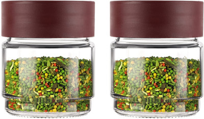 AK HUB Glass Grocery Container  - 500 ml(Pack of 2, Maroon)