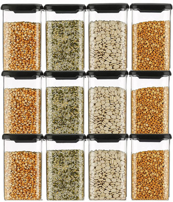 VORST Plastic Grocery Container  - 1100 ml(Pack of 12, Black)