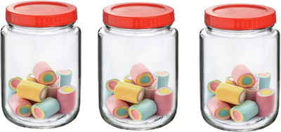 Glassbunny Glass Grocery Container  - 1000 ml(Pack of 3, Clear)