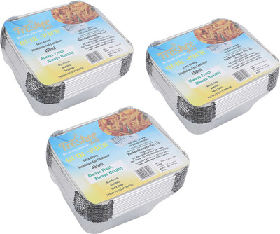 Raga Plus Aluminium Utility Container  - 450 ml(Pack of 3, Silver)