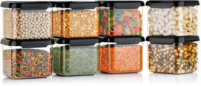 CLOUDHEAD Plastic Grocery Container  - 500 ml(Pack of 8, Black)