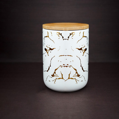 Ekhasa Ceramic Grocery Container  - 800 ml(White, Gold)