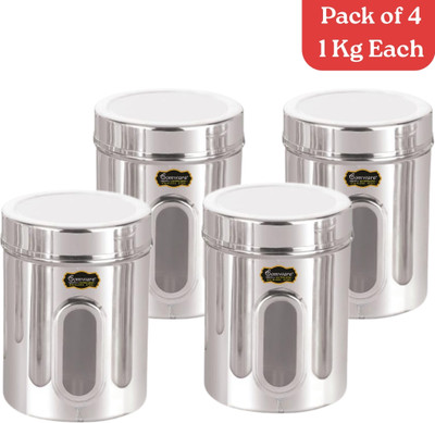 SOMWARE Stainless Steel Utility Container  - 1 kg(Pack of 4, Silver)