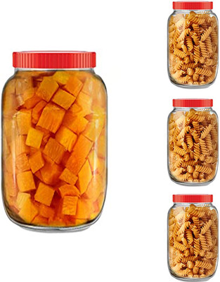 Brezzycloud Glass Pickle Jar  - 2000 ml(Pack of 4, Clear)