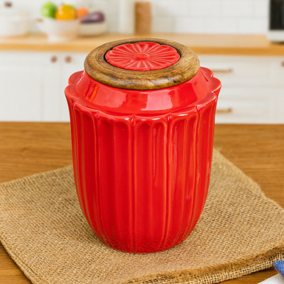 StyleMyWay Ceramic Utility Container  - 1 L(Red)