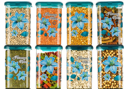 Ecodex Plastic Grocery Container  - 1100 ml(Pack of 8, Blue)