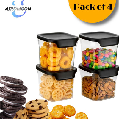 AIROMOON Plastic Grocery Container  - 600 ml(Pack of 4, Black)