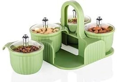 Luxe Plastic Grocery Container  - 300 ml(Pack of 4, Green)