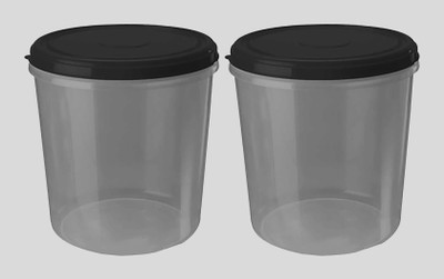 AK HUB Plastic Grocery Container  - 7500 ml(Pack of 2, Black)