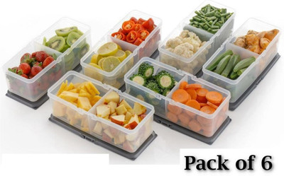Stysol Plastic Fridge Container  - 1200 ml(Pack of 6, White)