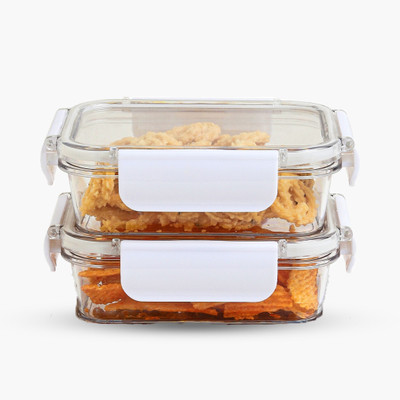 SCL Steelo Plastic Grocery Container  - 300 ml(Pack of 2, White)