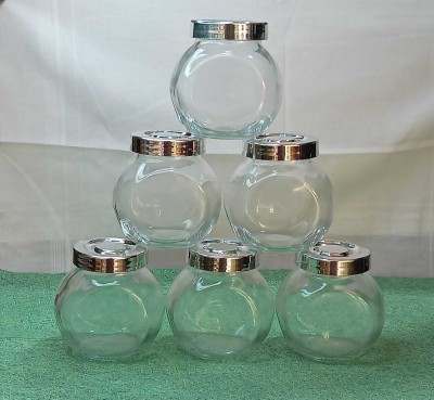 Bharathi Glass Pickle Jar  - 50 ml(Pack of 6, White, Silver)