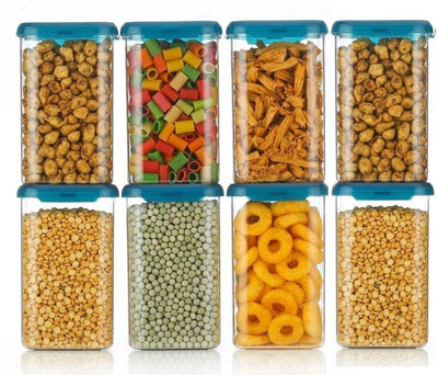 Zubix Plastic Grocery Container  - 1100 ml(Pack of 8, Clear)