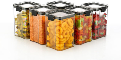 SEAHOLIC INTERNATIONAL Plastic Grocery Container  - 1100 ml(Pack of 6, Black)