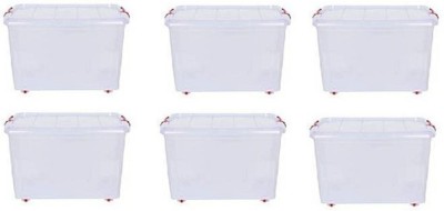 Easymart Plastic Grocery Container  - 25 L(Pack of 6, White, Red)