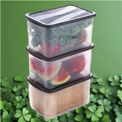ADMONITION Plastic Bread Container  - 2000 ml(Pack of 3, Black, White)