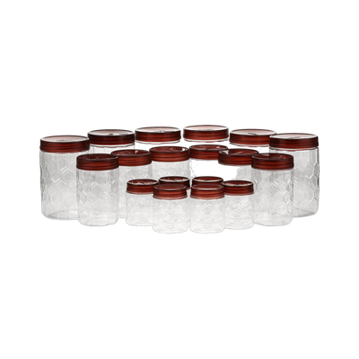 MILTON Plastic Grocery Container  - 270 ml, 665 ml, 1240 ml(Pack of 18, Brown)