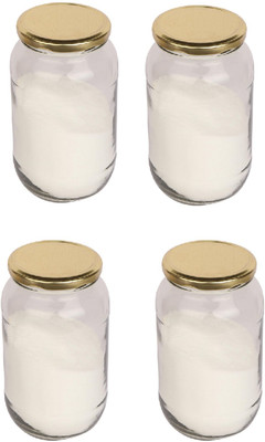 Pure Source India Glass Grocery Container  - 1 L(Pack of 4, Clear)