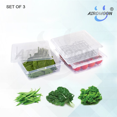 AIROMOON Plastic Fridge Container  - 2600 ml(Pack of 3, White)
